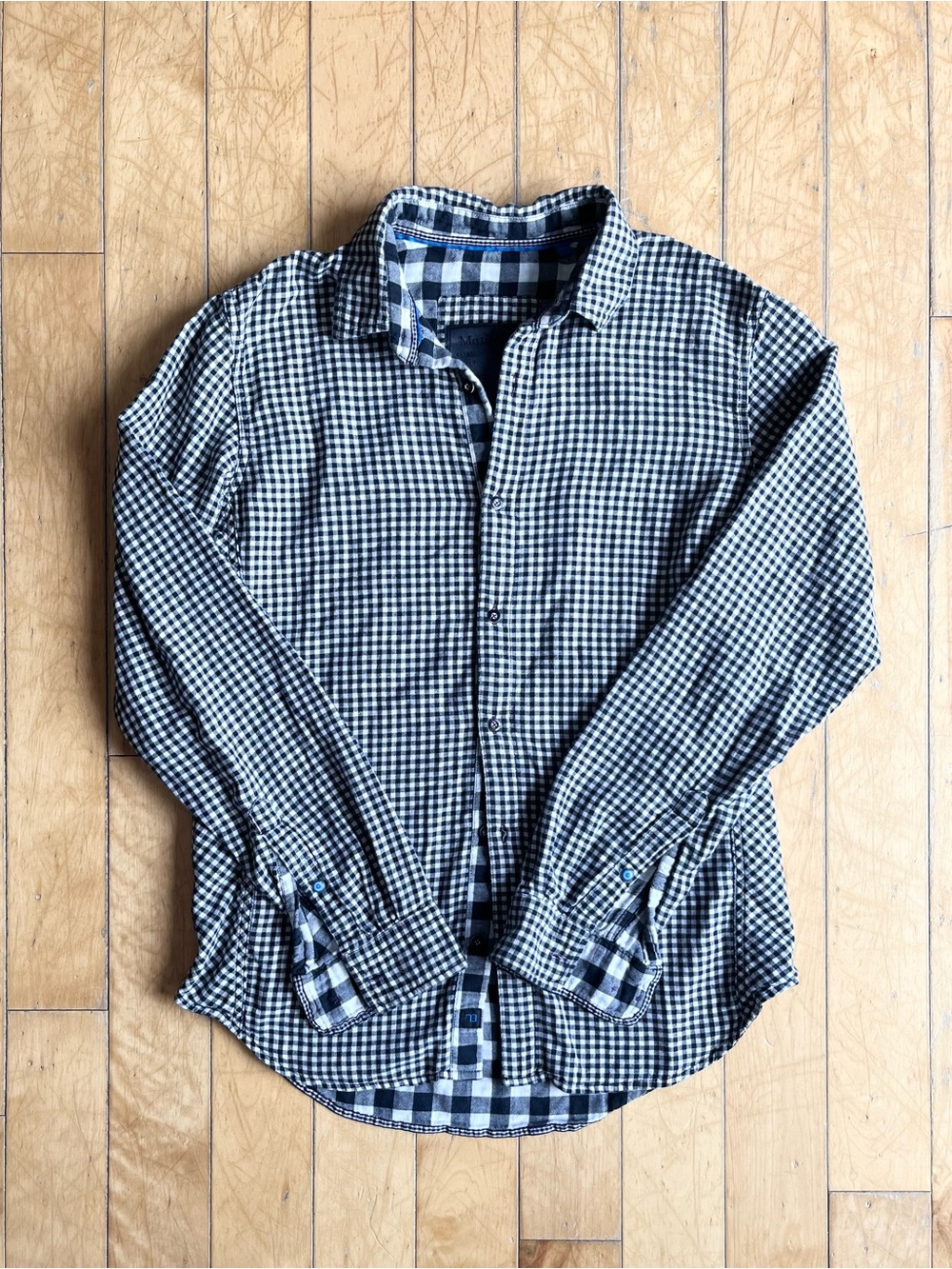 Matinique 100% Cotton Black & White Gingham Check Button-Up Shirt Size Small